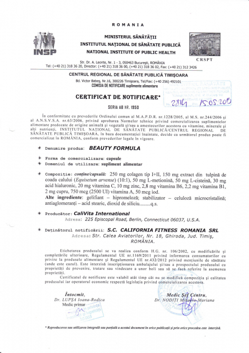 Beauty Formula CaliVita, regenerează şi fortifică structura firului de păr, 60 capsule [2]