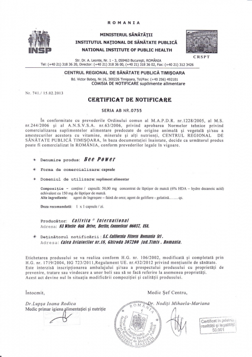 Bee Power CaliVita, produs naturist cu laptisor de matca, 50 capsule [2]