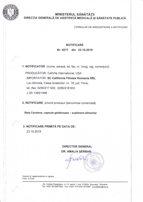 Beta Carotene CaliVita provitamina A, 100 capsule [2]