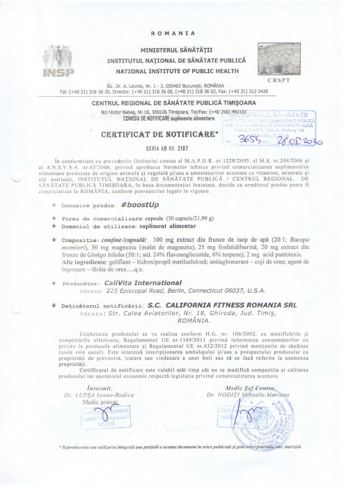 boostUp, CaliVita produs destinat creşterii productivităţii [2]