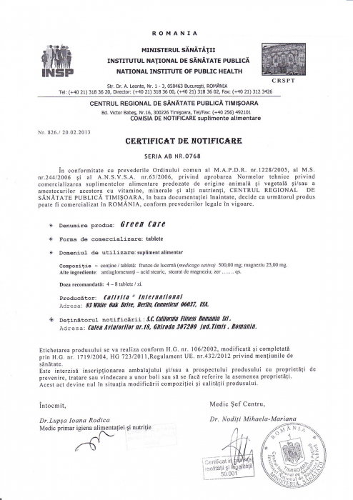 Green Care, CaliVita, 240 tablete, produs pe baza de lucera cu efect detoxifiant [2]