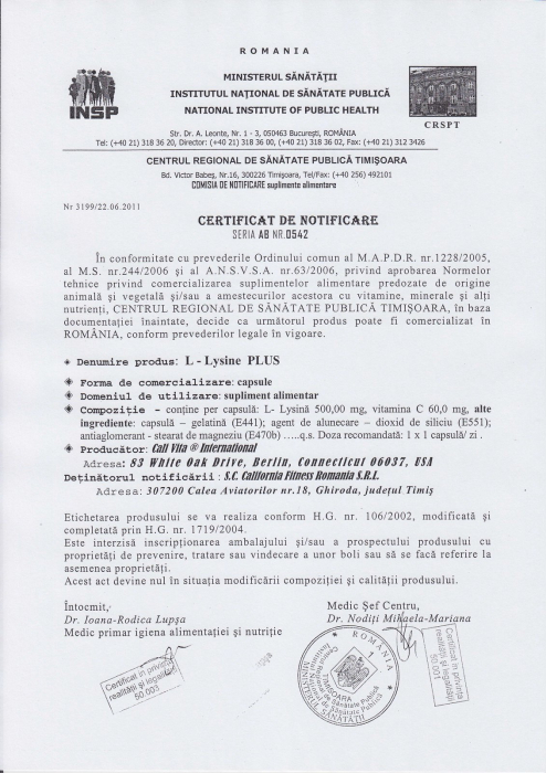 L-Lysine Plus, CaliVita, 60 capsule, lizina ajuta impotriva herpesului [2]