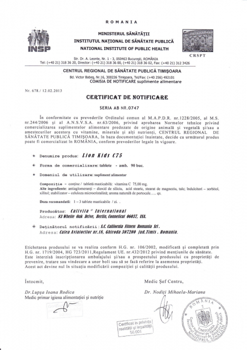 Lion Kids C, CaliVita, 90 tablete masticabile, Vitamina C pentru copii [2]