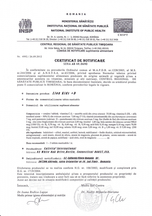 Lion Kids + Vitamin D CaliVita, 90 tablete masticabile, multivitamine pentru copii [2]