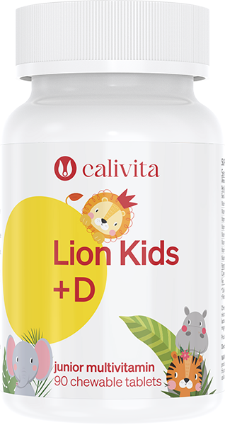Lion Kids + Vitamin D CaliVita, 90 tablete masticabile, multivitamine pentru copii [1]