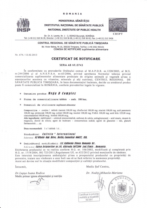 Mega B-Complex, CaliVita, 100 tablete, complex de vitamina B [2]