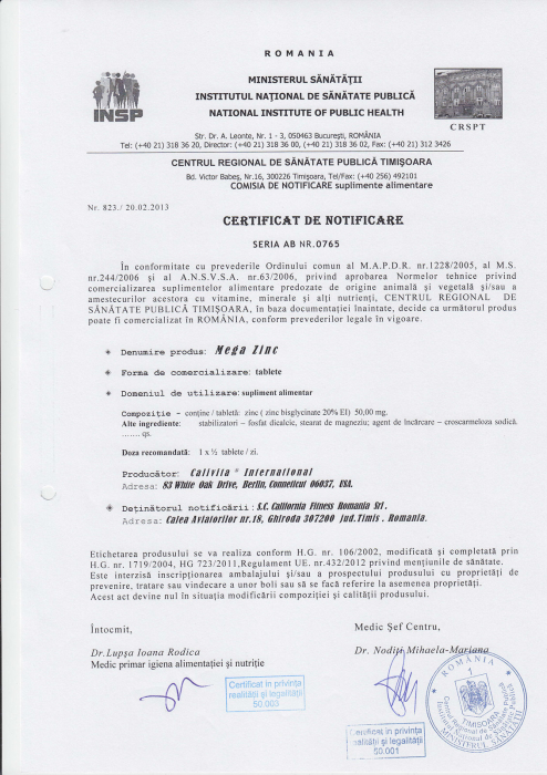 Mega Zinc, CaliVita, Mega doza de zinc organic, 100 tablete [2]