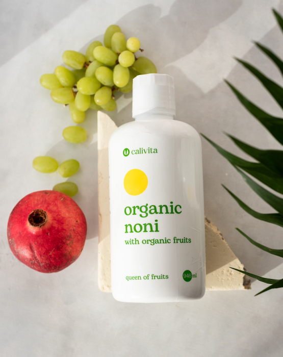 Organic Noni, CaliVita, 946 ml, suc de noni organic cu struguri albi, cireşe negre şi rodii organice [3]
