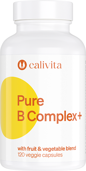 Pure B Complex+ CaliVita, 120 tablete, complex cu vitamine B + fructe şi legume organice şi coenzima Q10 [1]