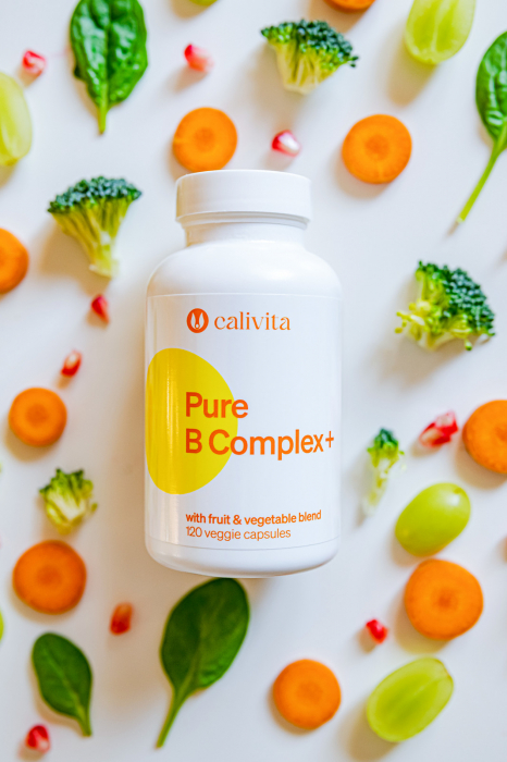 Pure B Complex+ CaliVita, 120 tablete, complex cu vitamine B + fructe şi legume organice şi coenzima Q10 [6]