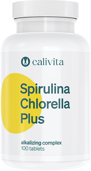 Spirulina-Chlorella PLUS CaliVita, suplimnet alimentar cu spirulina şi chlorella îmbogăţit cu lucernă şi grâu încolţit. (100 tablete) [1]