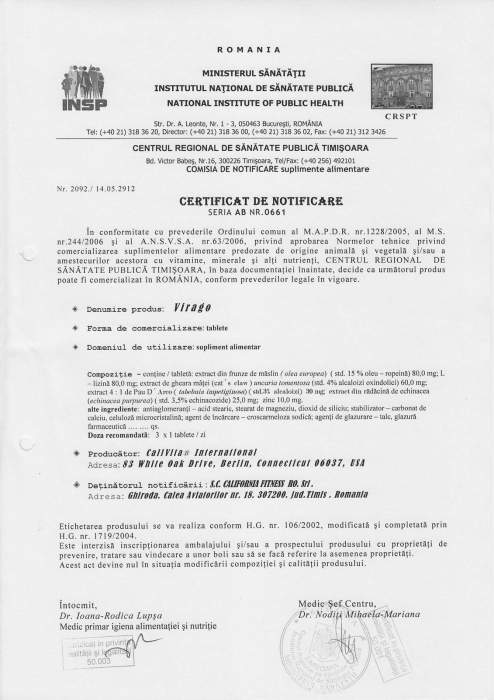 Virago, CaliVita, supliment alimentar pentru stimularea sistemului imunitar (90 tablete) [2]