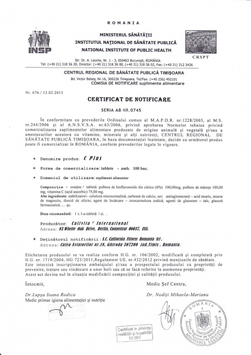 Vit C Plus, CaliVita, Vit C, macese si bioflavonoide, 100 tablete [2]