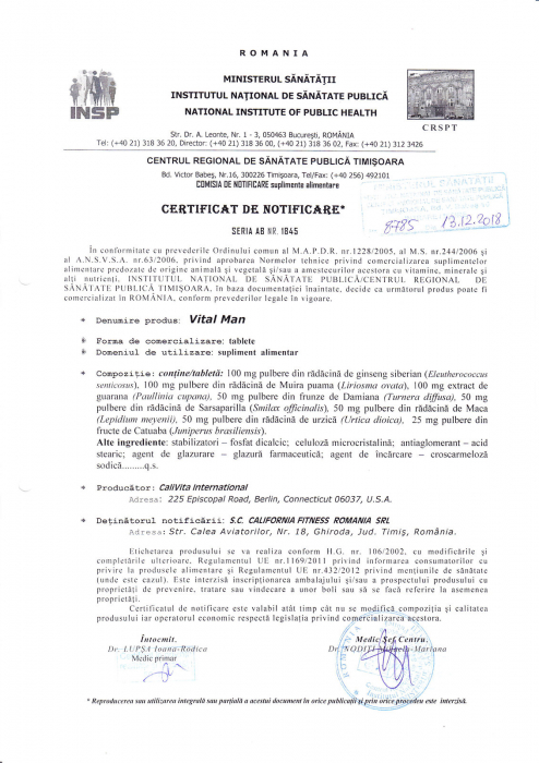 Vital Man CaliVita, 60 tablete, pentru vitalitate masculina [2]