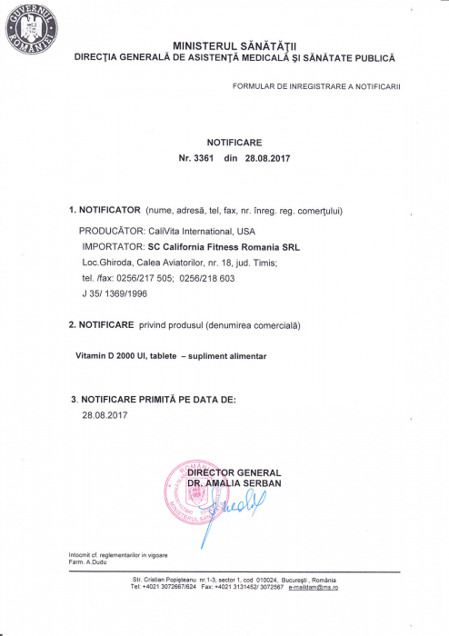 Vitamin D, CaliVita, supliment aliemntar cu Vitamina D (60 tablete) [2]