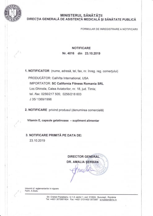 Vitamin E, CaliVita, supliment alimentar cu Vitamina E (100 capsule) [2]