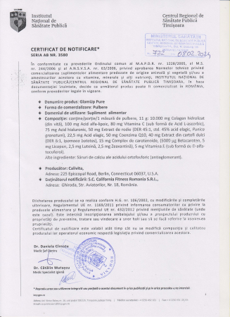 GlamUp Pure, CaliVita, 330 g, amestec sinergic de: colagen (10g!), acid hialuronic și antioxidanți naturali [1]