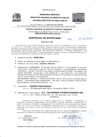 Multi One, CaliVita, 30 tablete, complex de vitamine si minerale [1]