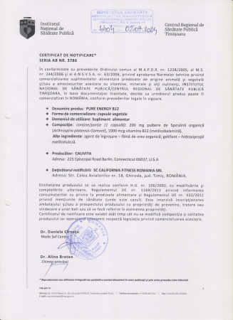 Pure Energy B12, CaliVita, 90 capsule vegetale, produs cu vitamina B12 si spirlina [1]