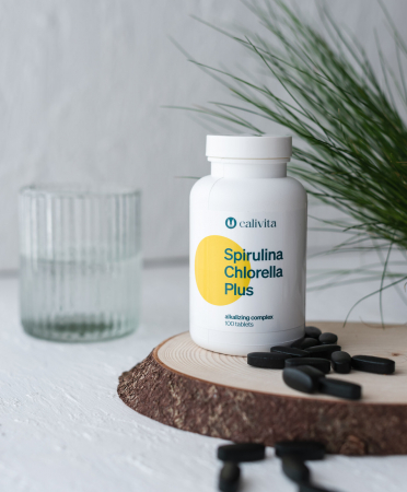 Spirulina-Chlorella PLUS CaliVita, suplimnet alimentar cu spirulina şi chlorella îmbogăţit cu lucernă şi grâu încolţit. (100 tablete) [2]