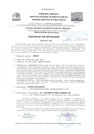 Vital B, CaliVita, supliment alimentar recomandat grupei sanguie 0 (90 tablete) - CaliVita [1]