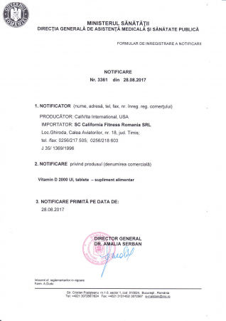 Vitamin D, CaliVita, supliment aliemntar cu Vitamina D (60 tablete) [1]