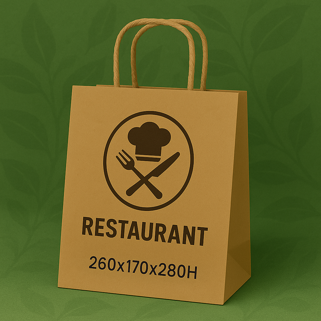 Sacose hartie reciclata personalizate pt Delevery, maner rasucit, 260 x 170 x 280 mm [1]