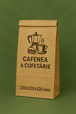 Cafenele si cofetarii - Sacose hartie kraft personalizate, fara maner, 220 x 120 x 320 mm - Copie
