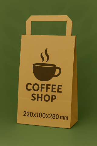 Mici - Sacose hartie, kraft personalizate, maner interior, 220 x 100 x 280 mm