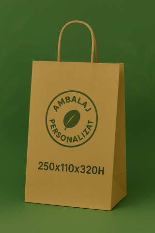 Medii - Sacose hartie personalizate, maner rasucit, 250 x 110 x 320 mm