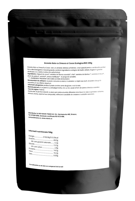 Granola Keto cu Zmeura si Cocos Ecologica/BIO 200g [2]