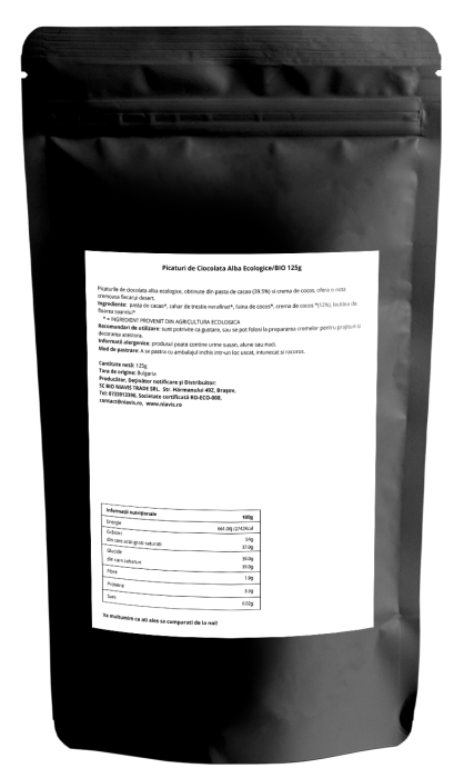 Picaturi de Ciocolata Alba Ecologice/BIO 125g [2]