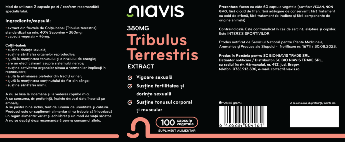 Tribulus Terrestris Extract 380mg 100 cps [2]