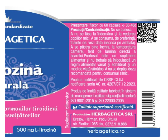 L-tirozina Naturala 60 capsule [3]