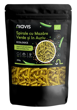 Paste fainoase - Spirale cu Mazare Verde si In Auriu Ecologice 250g