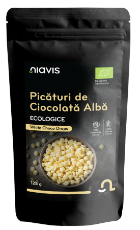 Ingrediente copt - Picaturi de Ciocolata Alba Ecologice/BIO 125g