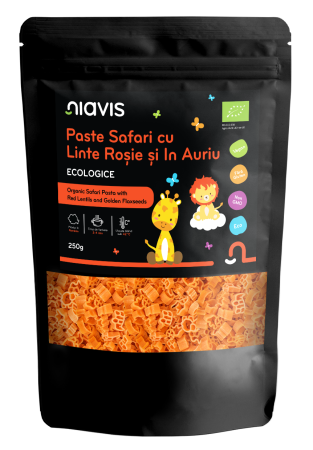 Paste fainoase - Paste Safari cu Linte Rosie si In Auriu Pentru Copii Ecologice 250g