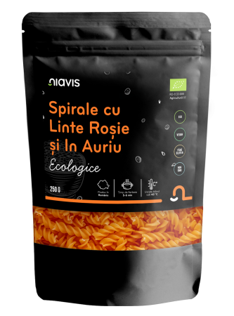 Paste fainoase - Spirale cu Linte Rosie si In Auriu Ecologice/BIO 250g