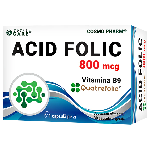 Minerale - Acid Folic Quatrefolic® 800 mcg - forma bioactivă si naturala (5-MTHF)