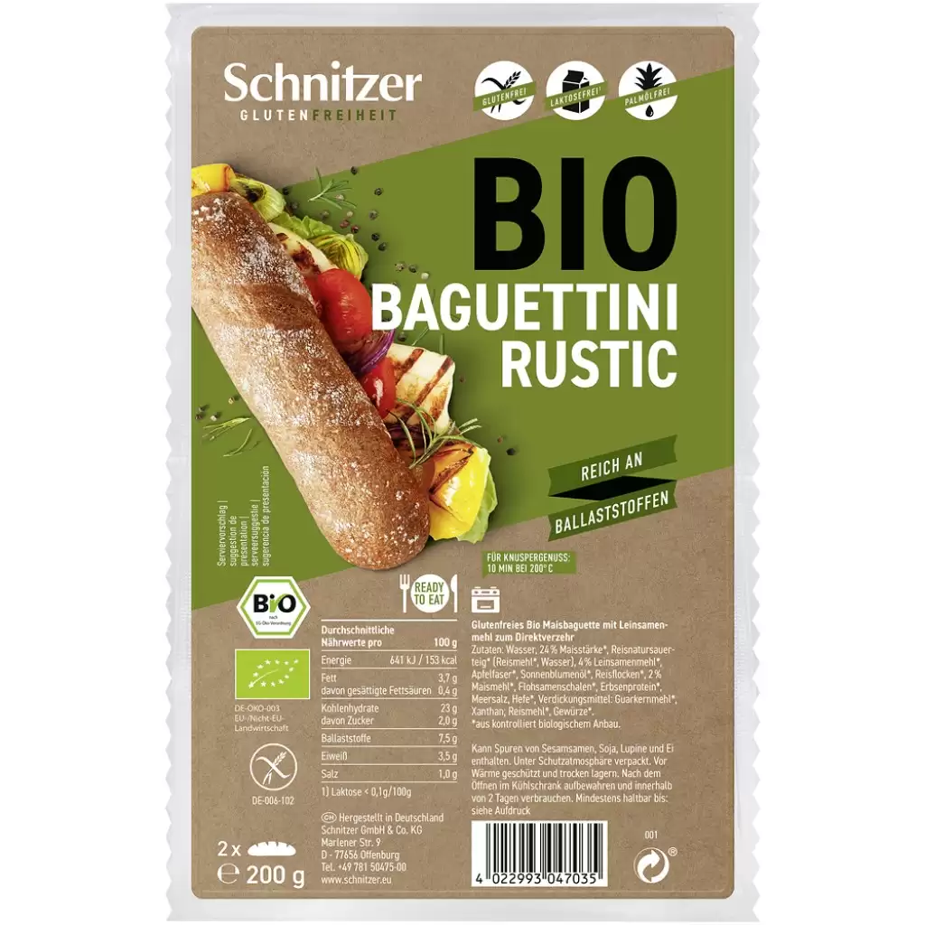 Paine - Baguettini rustice 2 bucati fara gluten, eco 200g