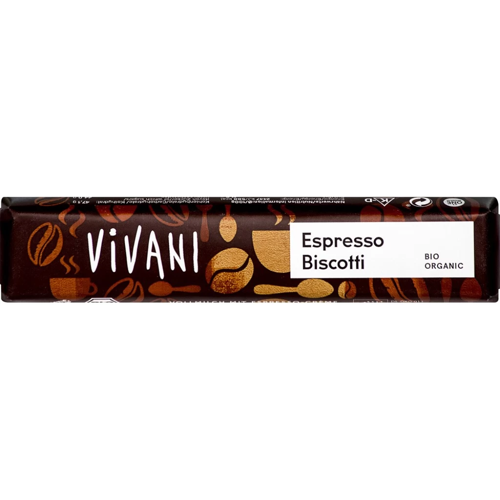 Ciocolata - Baton de ciocolata espresso biscotti, eco 40g