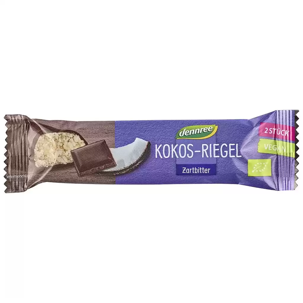 Dulciuri - Baton de cocos cu glazura de ciocolata amaruie, eco 40g