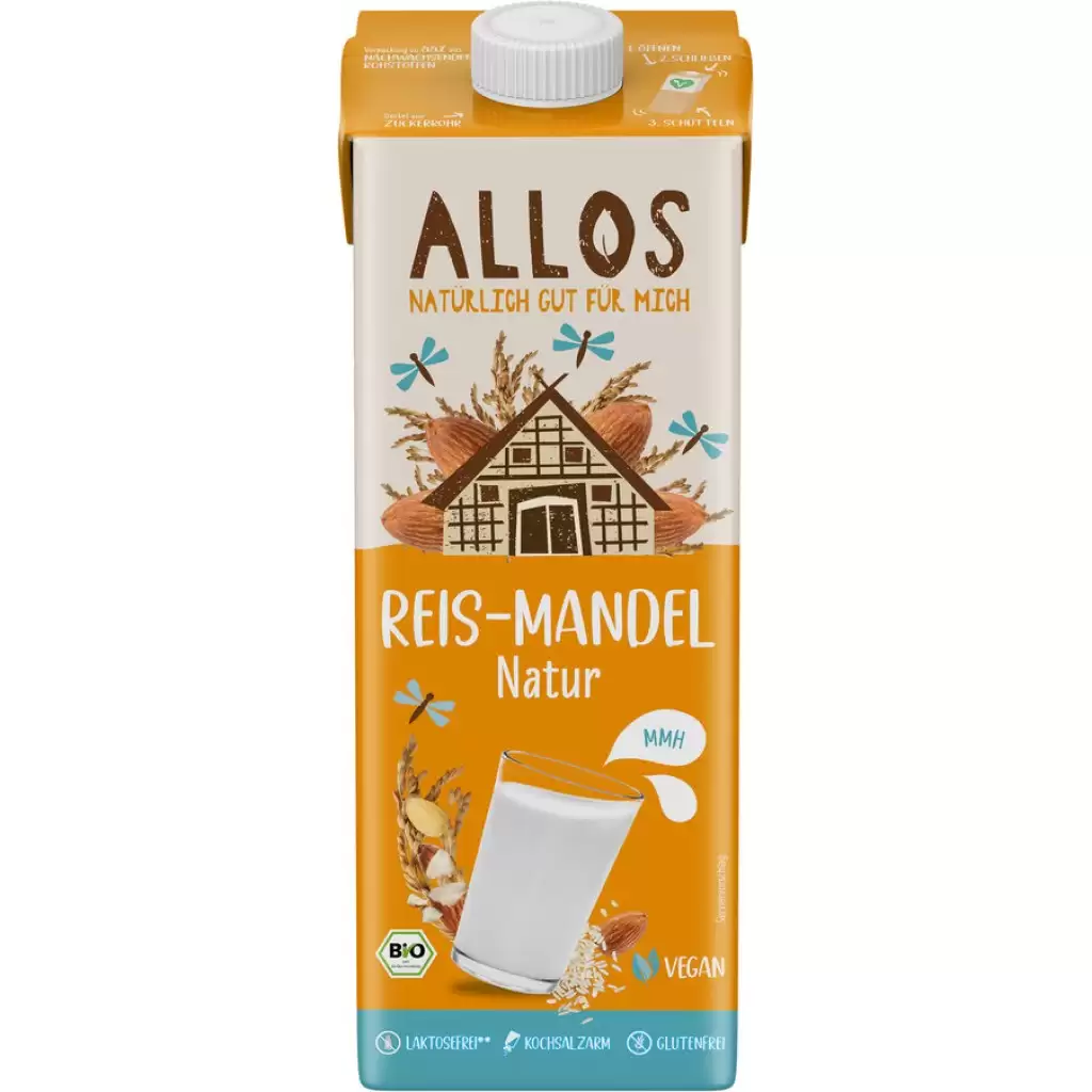Lapte si bauturi vegetale - Bautura de orez cu migdale fara lactoza si fara gluten, eco 1L