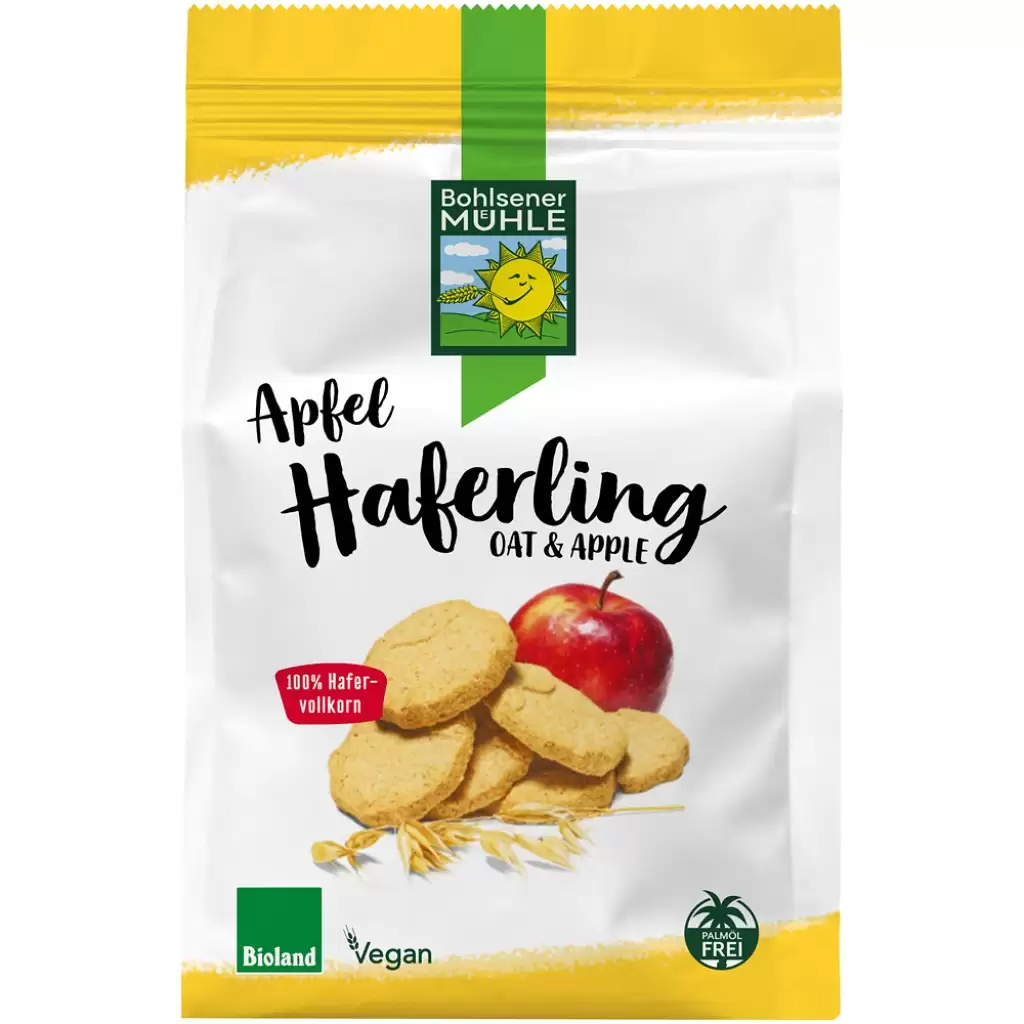 Biscuiti si napolitane - Biscuiti din ovaz cu mere vegani, eco 125g