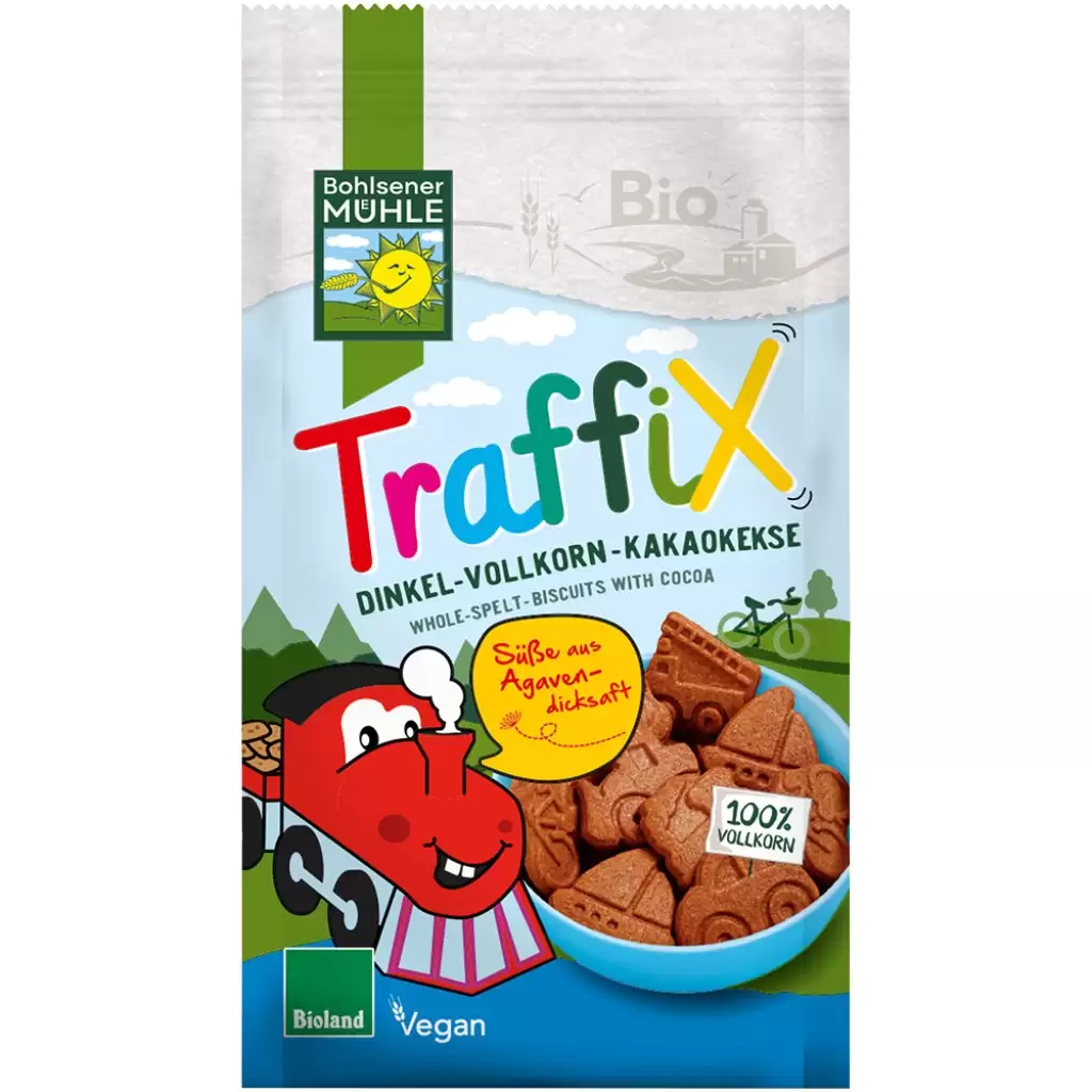 Biscuiti - Biscuiti din spelta cu ciocolata indulciti cu agave pentru copii, eco 125g