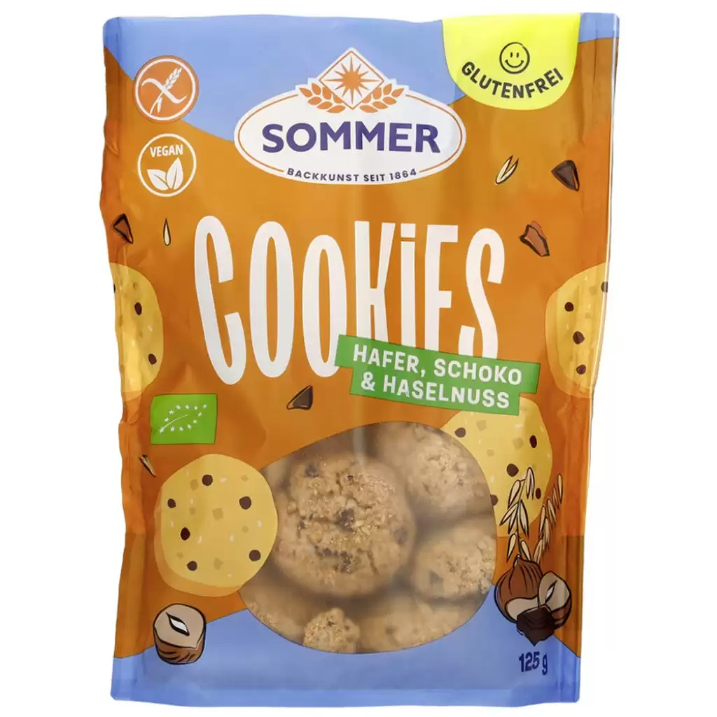 Biscuiti si napolitane - Biscuiti vegani cu ovaz ciocolata si alune fara gluten, eco 125g
