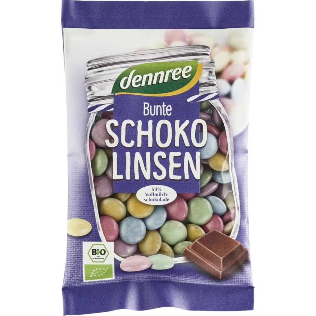 Dulciuri - Bomboane colorate cu ciocolata de lapte, eco 100g