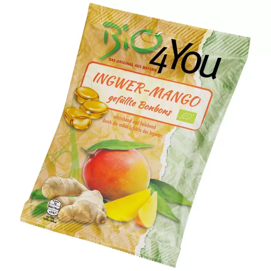 Dulciuri - Bomboane cu ghimbir si mango fara gluten, eco 75g