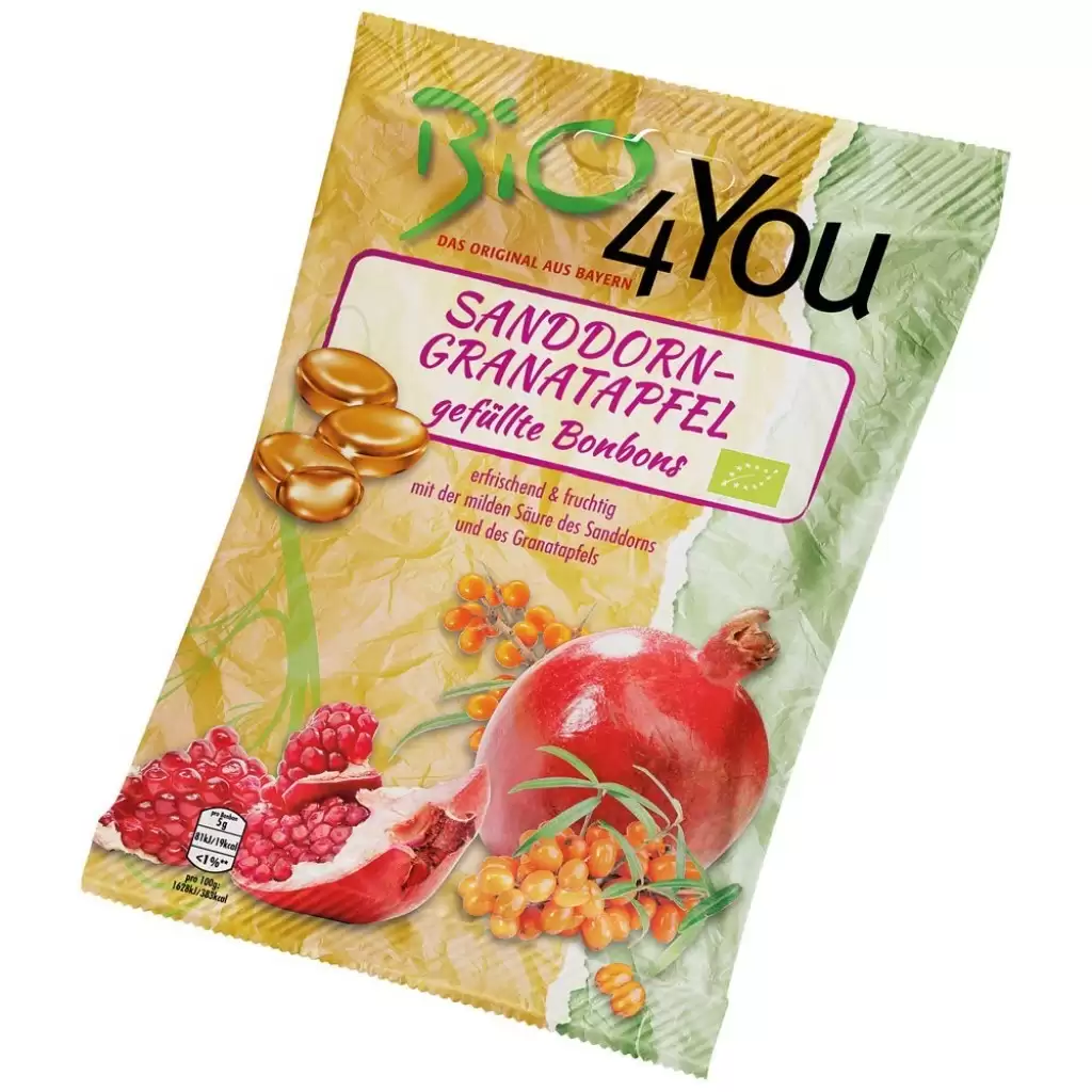 Dulciuri - Bomboane cu rodie si catina fara gluten, eco 75g