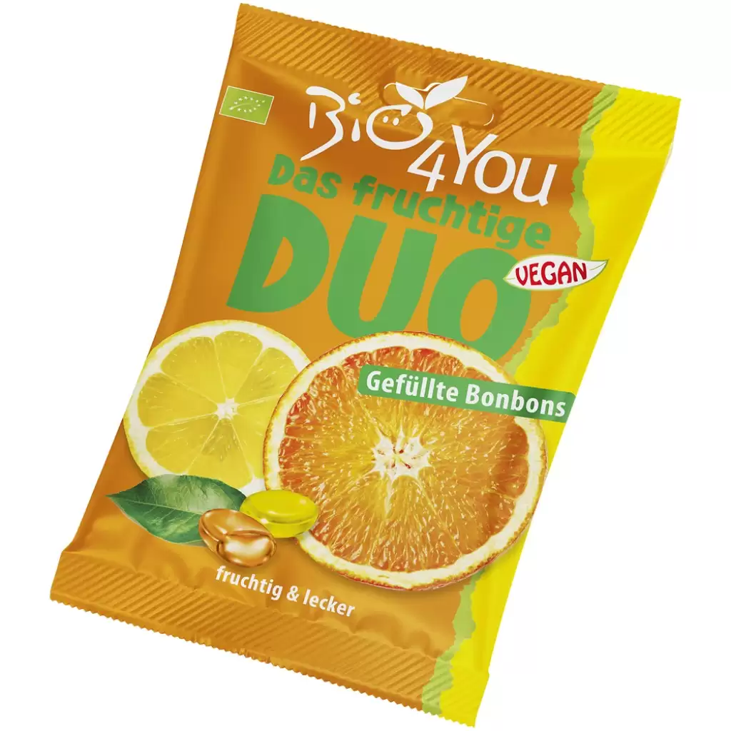 Dulciuri - Bomboane duo cu portocala si lamaie, eco 75g